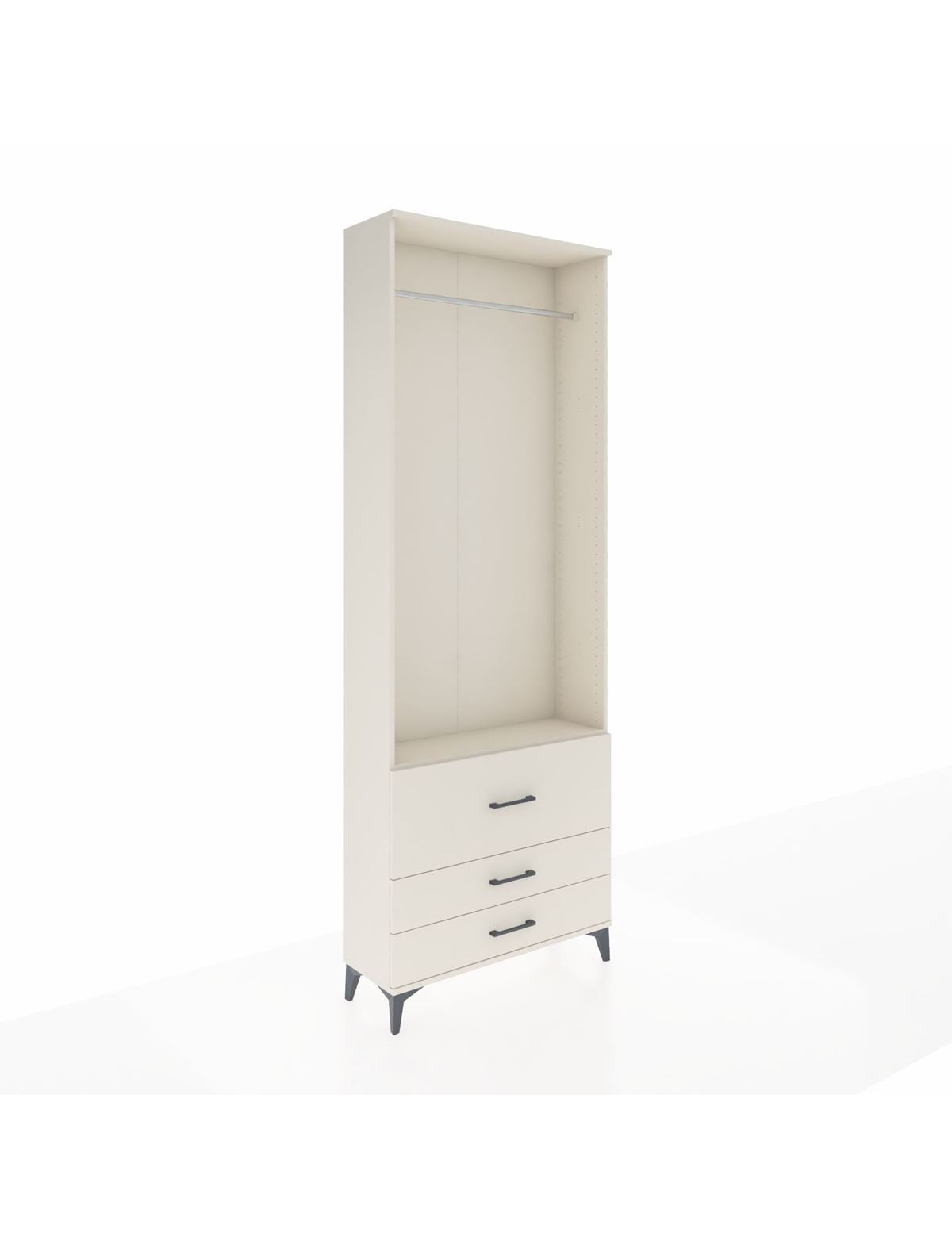 Arges Dolap Tek Raflı 3 Çekmeceli Tek Askılı 88x30x243 Aytaşı-Aytaşı