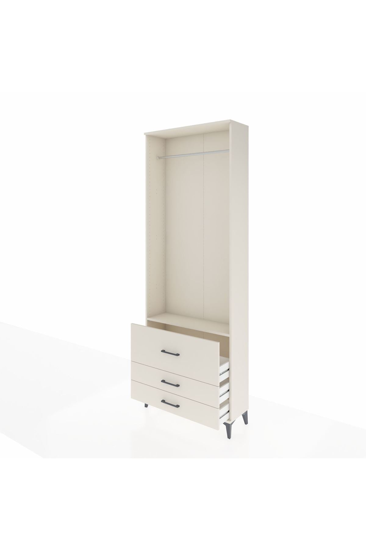 Arges Dolap Tek Raflı 3 Çekmeceli Tek Askılı 88x30x243 Aytaşı-Aytaşı