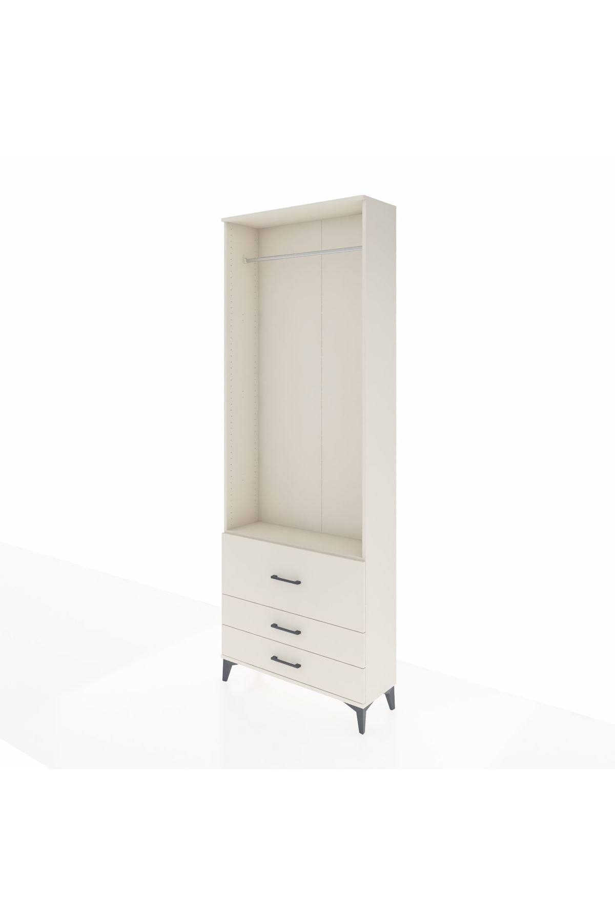 Arges Dolap Tek Raflı 3 Çekmeceli Tek Askılı 88x30x243 - S33M308V1A