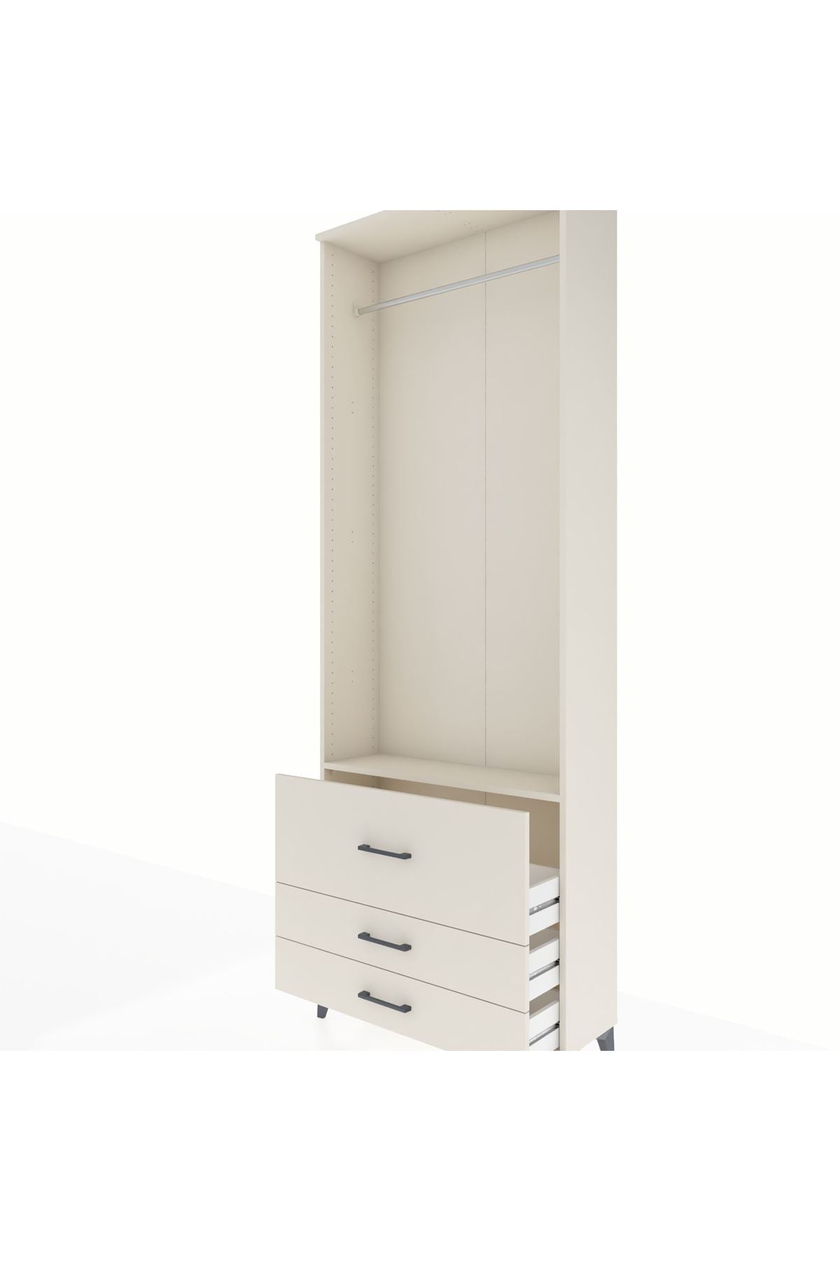 Arges Dolap Tek Raflı 3 Çekmeceli Tek Askılı 88x30x243 Aytaşı-Aytaşı