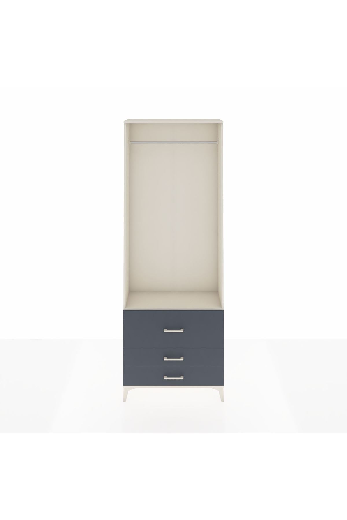 Arges Dolap Tek Raflı 3 Çekmeceli Tek Askılı 88x30x243 Aytaşı-Antrasit