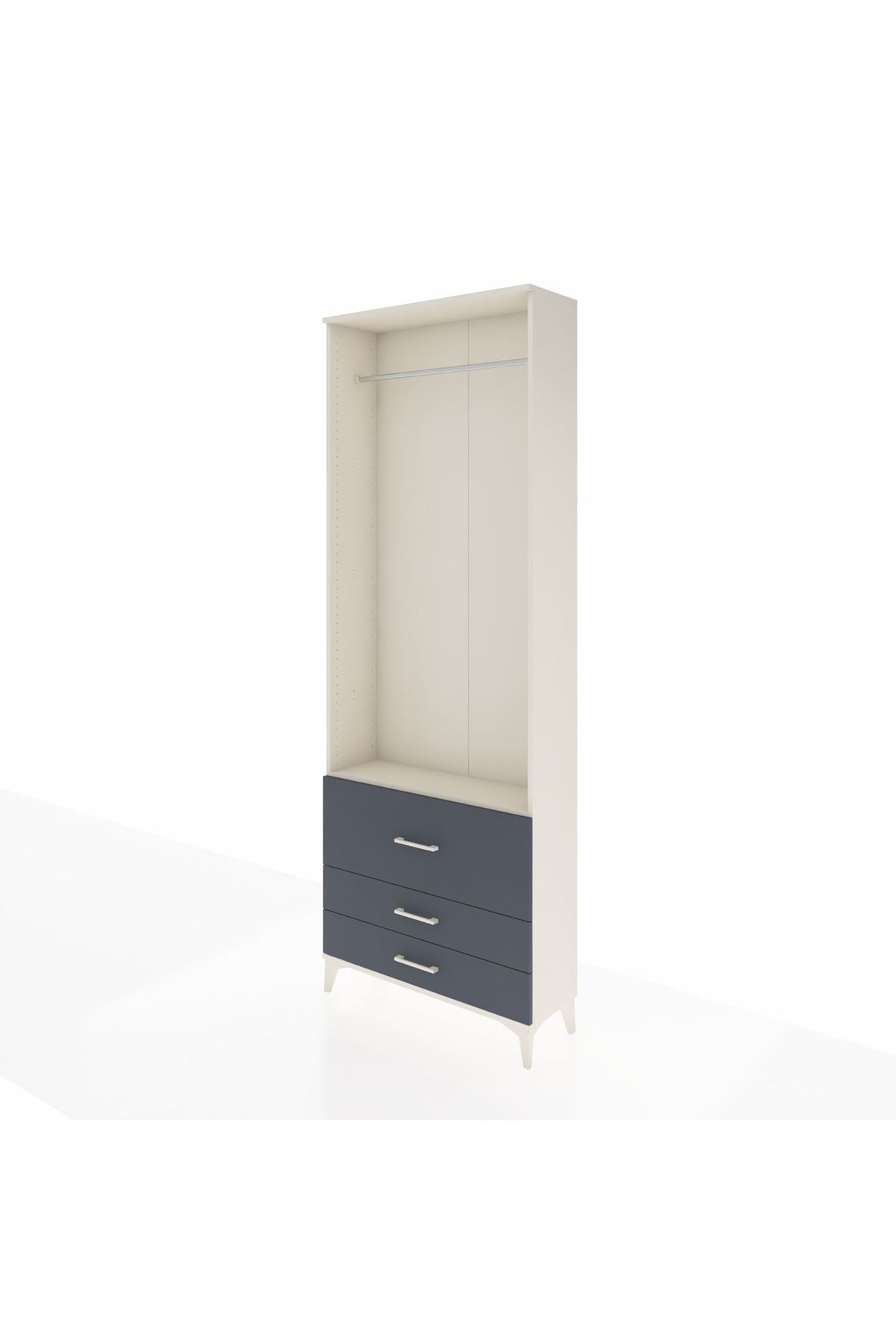 Arges Dolap Tek Raflı 3 Çekmeceli Tek Askılı 88x30x243 - S33M308V2A