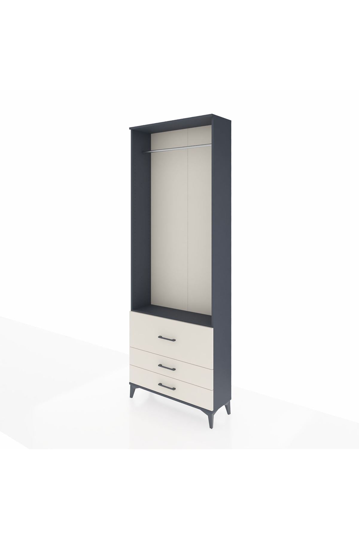 Arges Dolap Tek Raflı 3 Çekmeceli Tek Askılı 88x30x243 - S33M308V4A