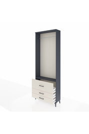 Arges Dolap Tek Raflı 3 Çekmeceli Tek Askılı 88x30x243 Antrasit-Aytaşı