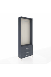 Arges Dolap Tek Raflı 3 Çekmeceli Tek Askılı 88x30x243 Antrasit-Antrasit
