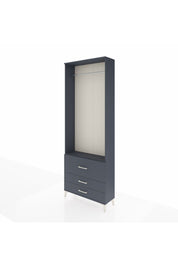 Arges Dolap Tek Raflı 3 Çekmeceli Tek Askılı 88x30x243 Antrasit-Antrasit