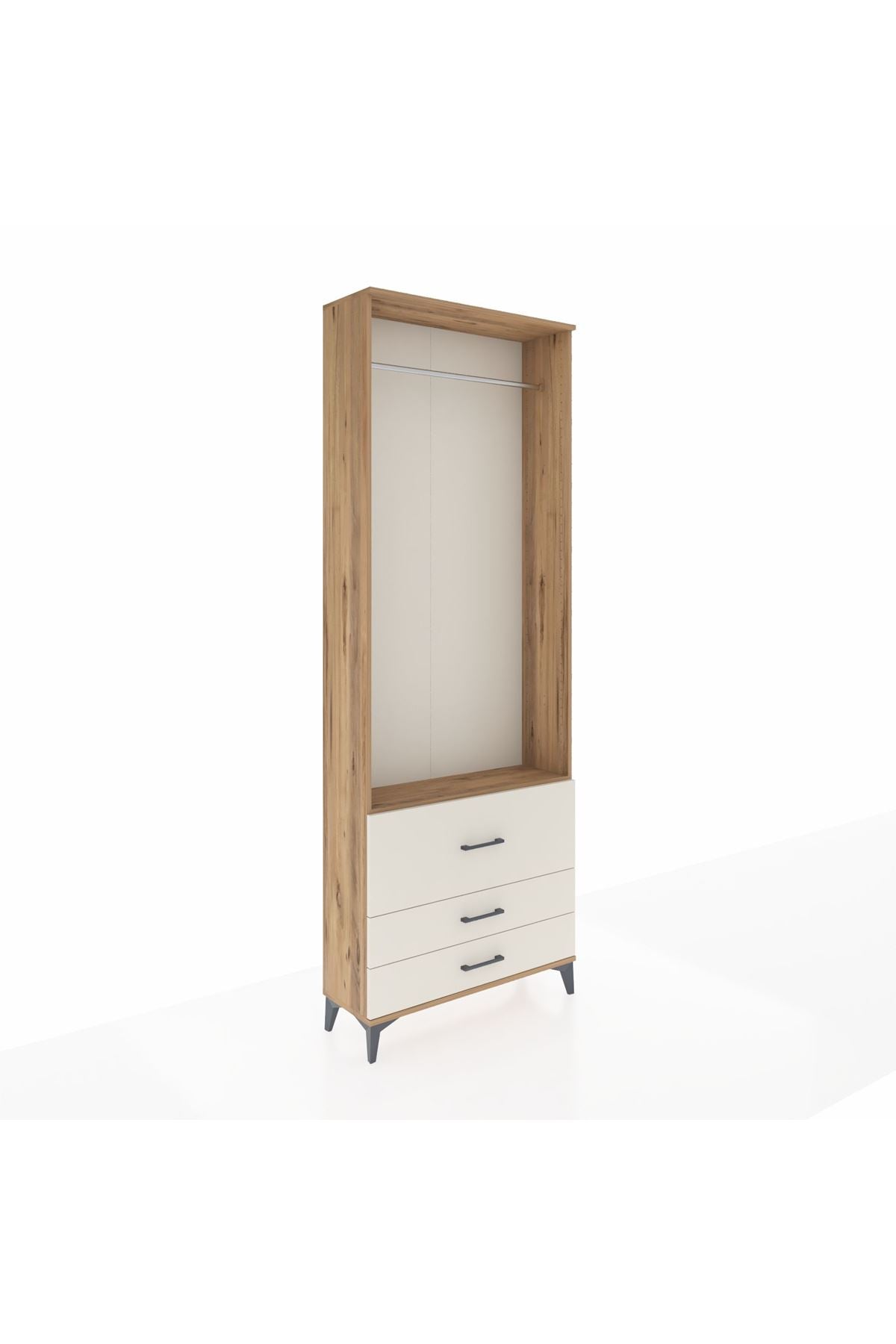 Arges Dolap Tek Raflı 3 Çekmeceli Tek Askılı 88x30x243 - S33M308V7A
