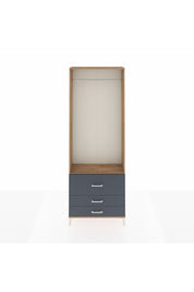 Arges Dolap Tek Raflı 3 Çekmeceli Tek Askılı 88x30x243 Çam-Antrasit