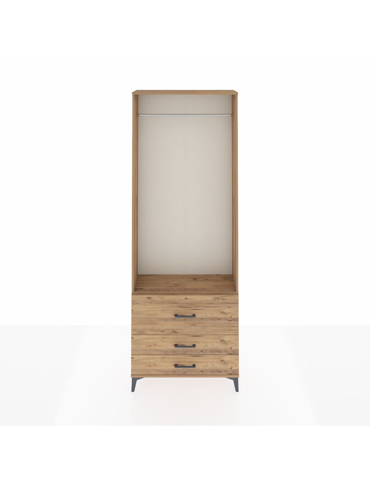 Arges Dolap Tek Raflı 3 Çekmeceli Tek Askılı 88x30x243 - S33M308V9A