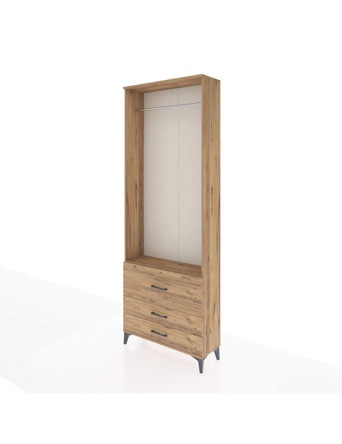 Arges Dolap Tek Raflı 3 Çekmeceli Tek Askılı 88x30x243 - S33M308V9A