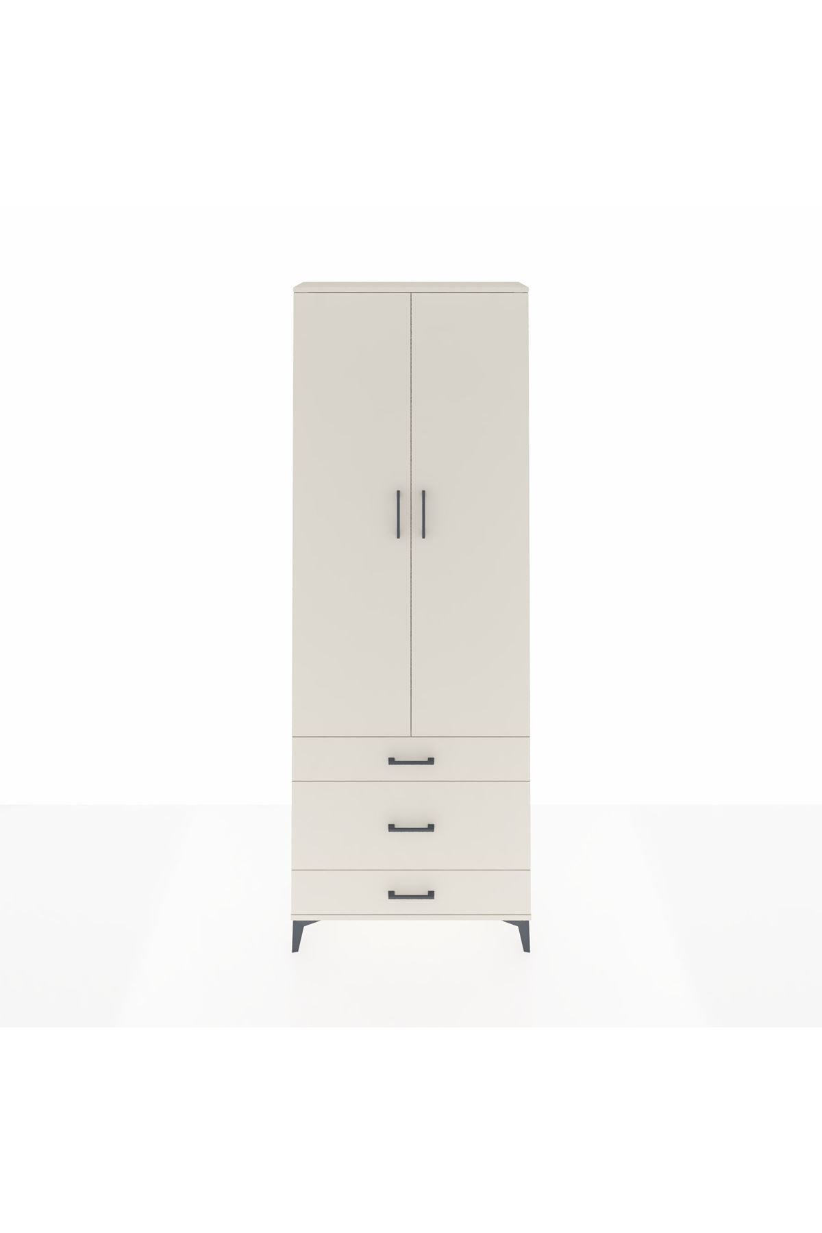 Arges Dolap Tek Raflı 3 Çekmeceli Tek Askılı 88x30x243 Aytaşı-Aytaşı