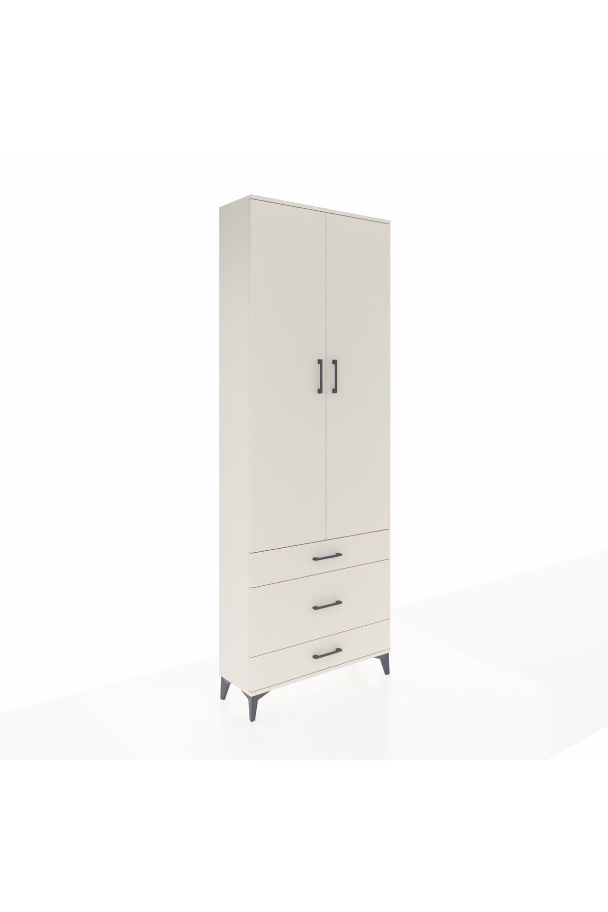 Arges Dolap Tek Raflı 3 Çekmeceli Tek Askılı 88x30x243 Aytaşı-Aytaşı