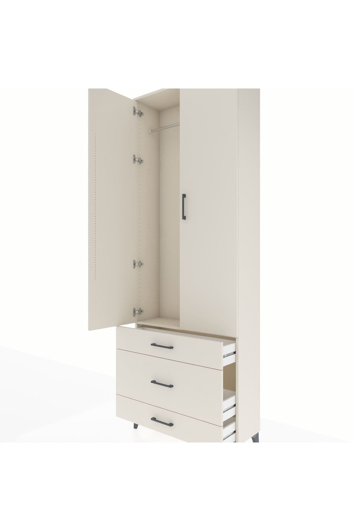 Arges Dolap Tek Raflı 3 Çekmeceli Tek Askılı 88x30x243 Aytaşı-Aytaşı