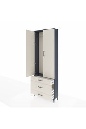 Arges Dolap Tek Raflı 3 Çekmeceli Tek Askılı 88x30x243 Antrasit-Aytaşı