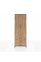 Arges Dolap Tek Raflı 3 Çekmeceli Tek Askılı 88x30x243
