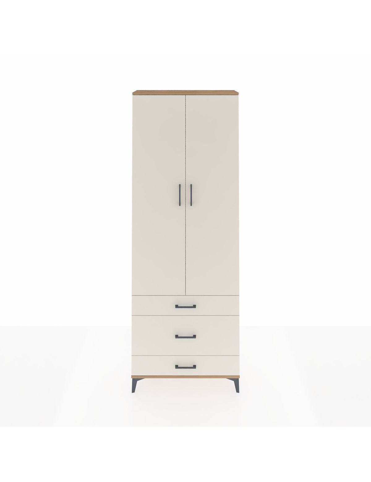 Arges Dolap Tek Raflı 3 Çekmeceli Tek Askılı 88x30x243 Çam-Aytaşı