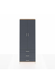 Arges Dolap Tek Raflı 3 Çekmeceli Tek Askılı 88x30x243 Çam-Antrasit