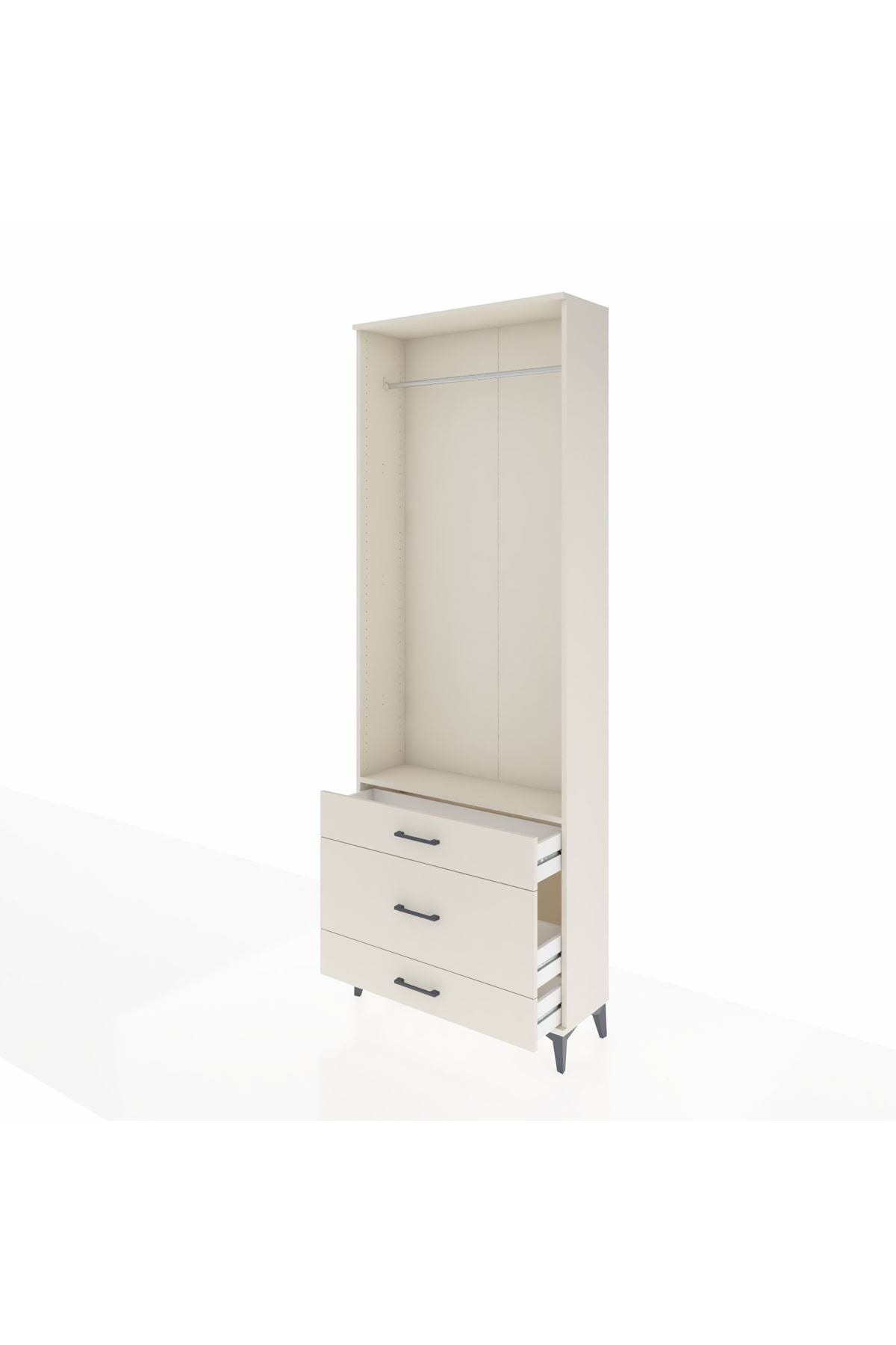 Arges Dolap Tek Raflı 3 Çekmeceli Tek Askılı 88x30x243 Aytaşı-Aytaşı