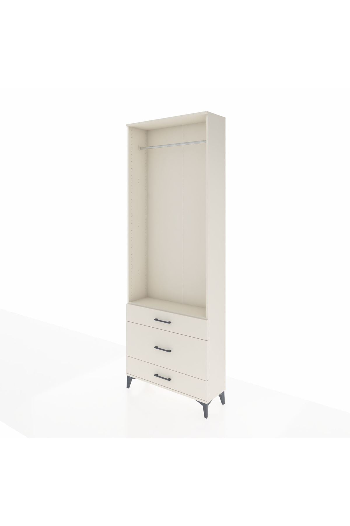 Arges Dolap Tek Raflı 3 Çekmeceli Tek Askılı 88x30x243 Aytaşı-Aytaşı