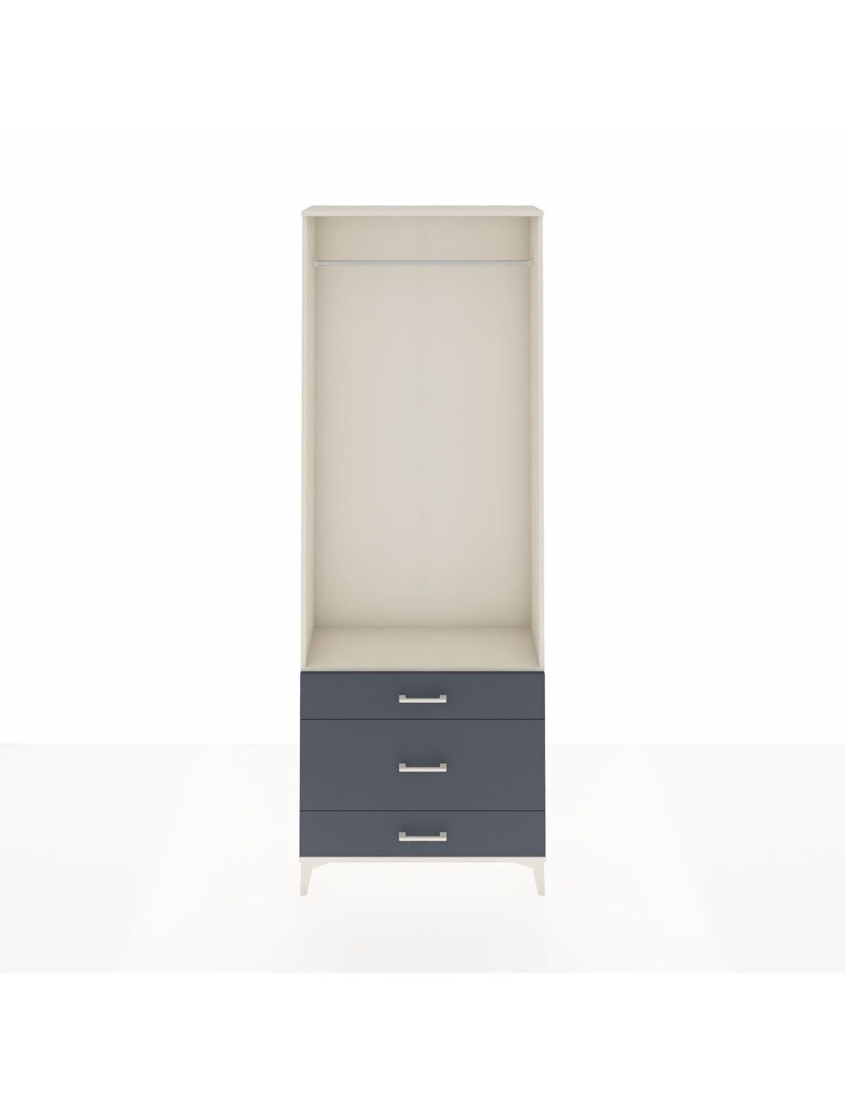 Arges Dolap Tek Raflı 3 Çekmeceli Tek Askılı 88x30x243 Aytaşı-Antrasit