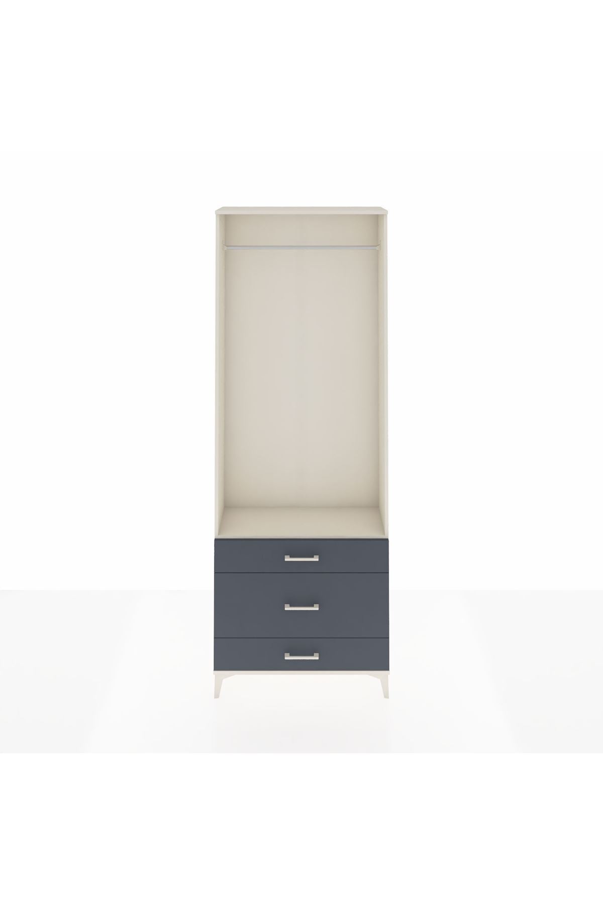 Arges Dolap Tek Raflı 3 Çekmeceli Tek Askılı 88x30x243 Aytaşı-Antrasit