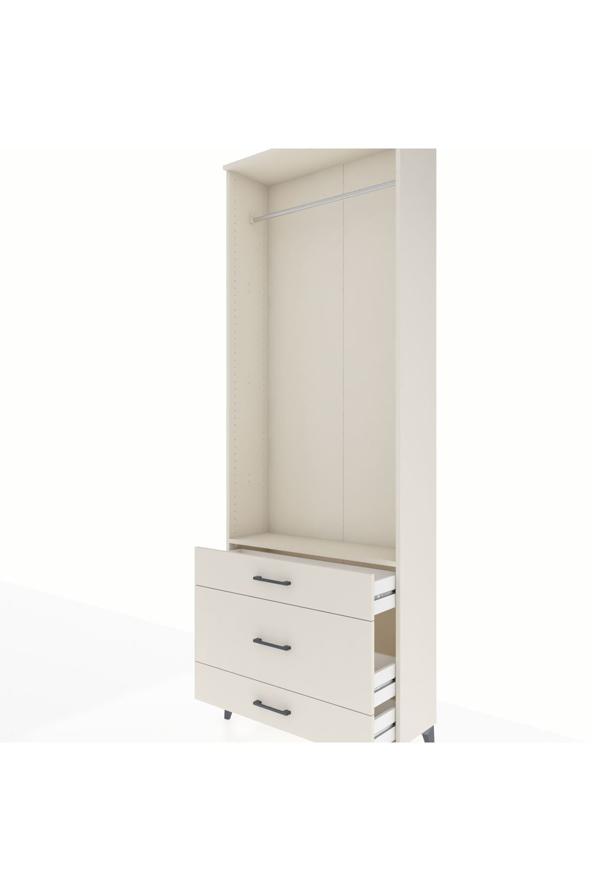 Arges Dolap Tek Raflı 3 Çekmeceli Tek Askılı 88x30x243 Aytaşı-Aytaşı