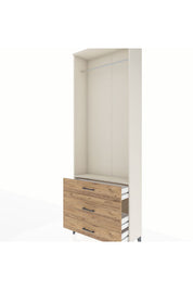 Arges Dolap Tek Raflı 3 Çekmeceli Tek Askılı 88x30x243 Aytaşı-Çam