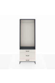Arges Dolap Tek Raflı 3 Çekmeceli Tek Askılı 88x30x243 Antrasit-Aytaşı