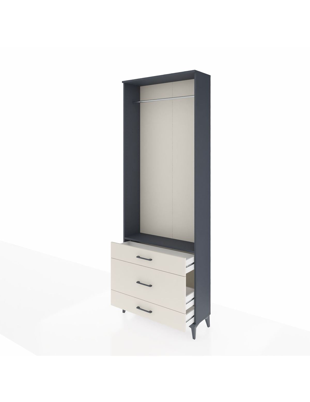 Arges Dolap Tek Raflı 3 Çekmeceli Tek Askılı 88x30x243 - S33M310V4A