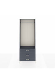 Arges Dolap Tek Raflı 3 Çekmeceli Tek Askılı 88x30x243 Antrasit-Antrasit