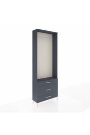 Arges Dolap Tek Raflı 3 Çekmeceli Tek Askılı 88x30x243 Antrasit-Antrasit