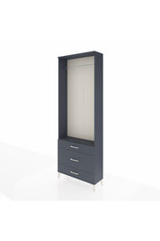Arges Dolap Tek Raflı 3 Çekmeceli Tek Askılı 88x30x243 Antrasit-Antrasit