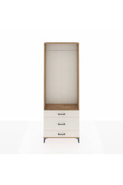 Arges Dolap Tek Raflı 3 Çekmeceli Tek Askılı 88x30x243 Çam-Aytaşı