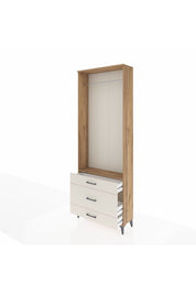Arges Dolap Tek Raflı 3 Çekmeceli Tek Askılı 88x30x243 Çam-Aytaşı
