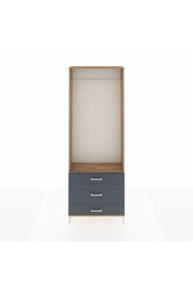 Arges Dolap Tek Raflı 3 Çekmeceli Tek Askılı 88x30x243 Çam-Antrasit