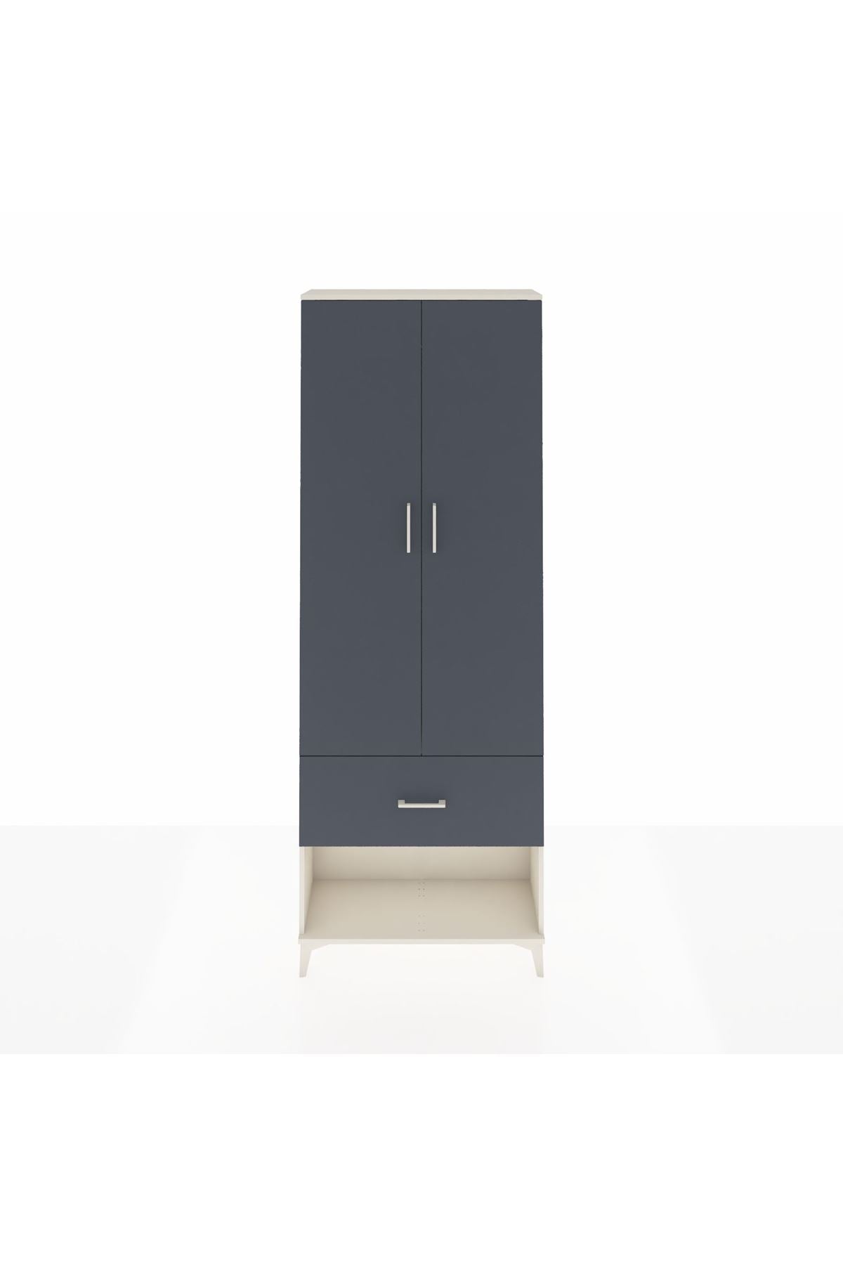 Arges Dolap Tek Raflı Tek Çekmeceli Tek Askılı 88x30x243 Aytaşı-Antrasit