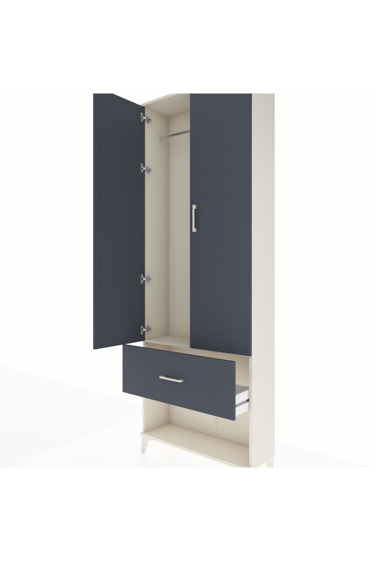 Arges Dolap Tek Raflı Tek Çekmeceli Tek Askılı 88x30x243 Aytaşı-Antrasit