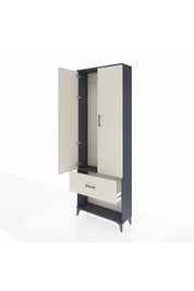 Arges Dolap Tek Raflı Tek Çekmeceli Tek Askılı 88x30x243 Antrasit-Aytaşı