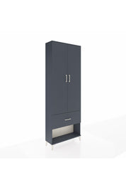 Arges Dolap Tek Raflı Tek Çekmeceli Tek Askılı 88x30x243 Antrasit-Antrasit