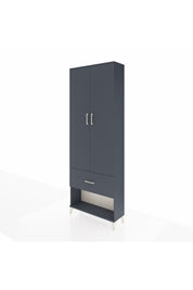 Arges Dolap Tek Raflı Tek Çekmeceli Tek Askılı 88x30x243 Antrasit-Antrasit