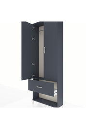 Arges Dolap Tek Raflı Tek Çekmeceli Tek Askılı 88x30x243 Antrasit-Antrasit