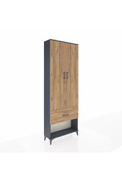 Arges Dolap Tek Raflı Tek Çekmeceli Tek Askılı 88x30x243 Antrasit-Çam