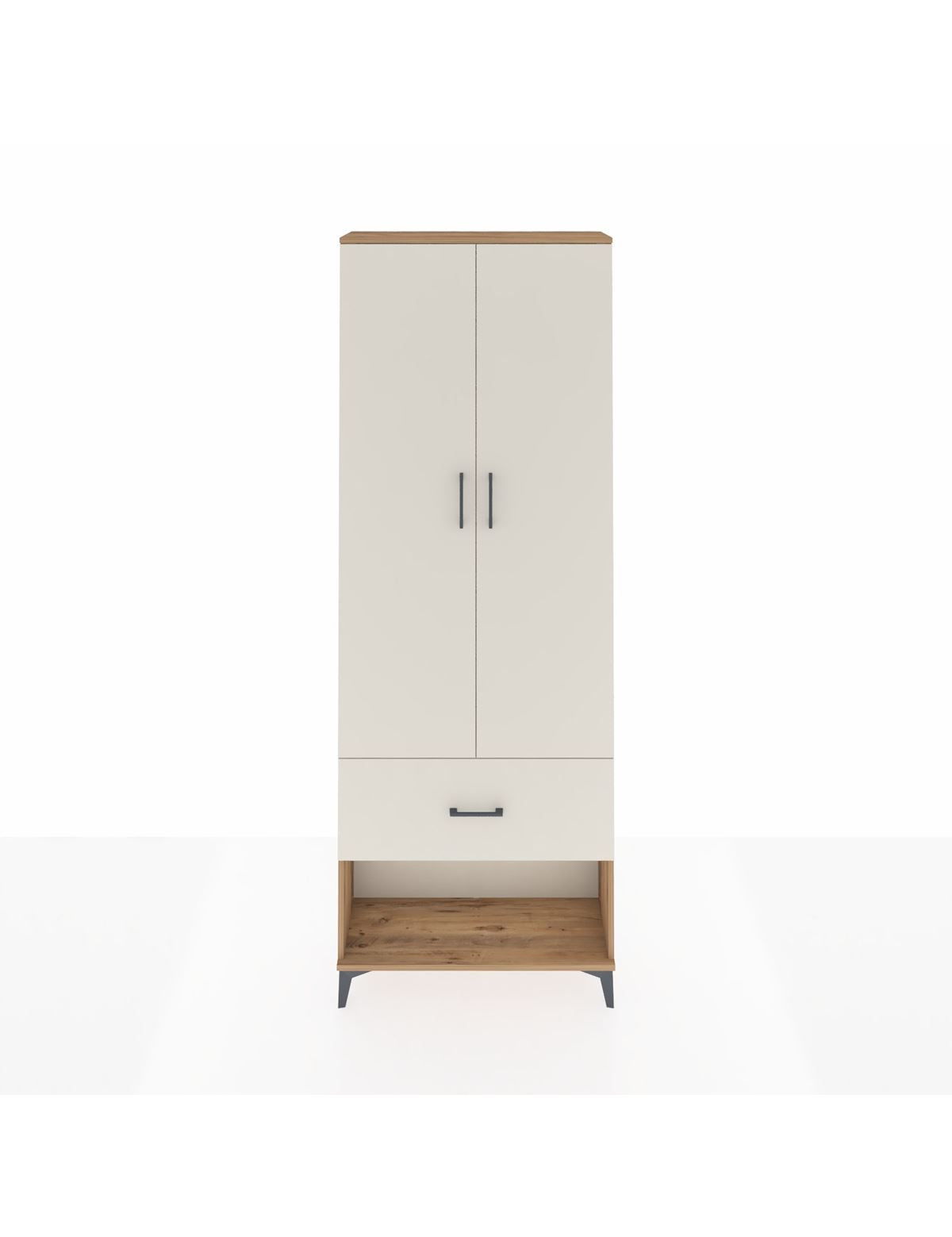 Arges Dolap Tek Raflı Tek Çekmeceli Tek Askılı 88x30x243 Çam-Aytaşı