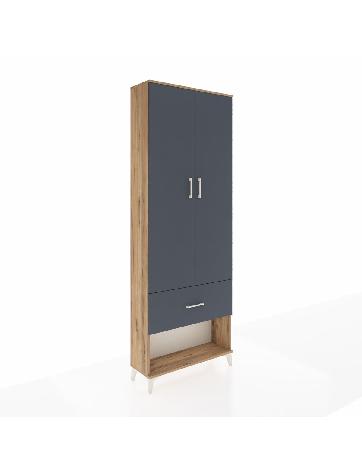 Arges Dolap Tek Raflı Tek Çekmeceli Tek Askılı 88x30x243 Çam-Antrasit