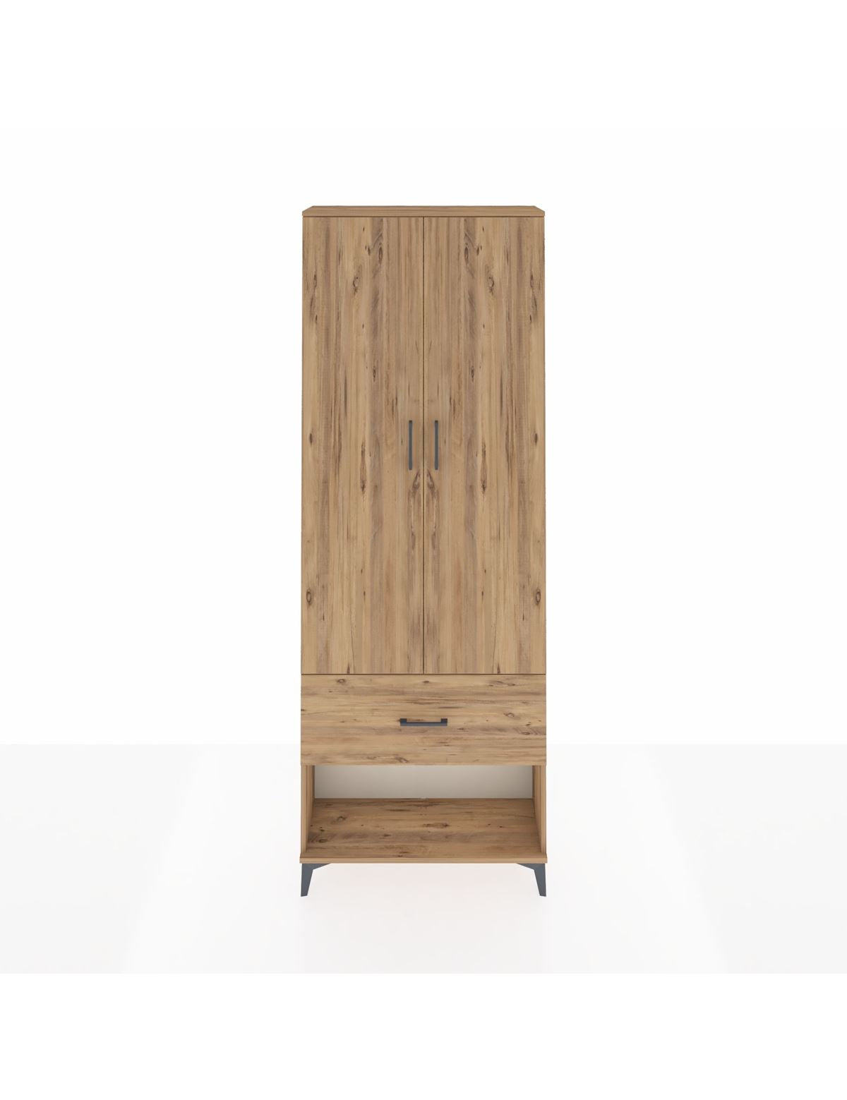 Arges Dolap Tek Raflı Tek Çekmeceli Tek Askılı 88x30x243 Çam-Çam