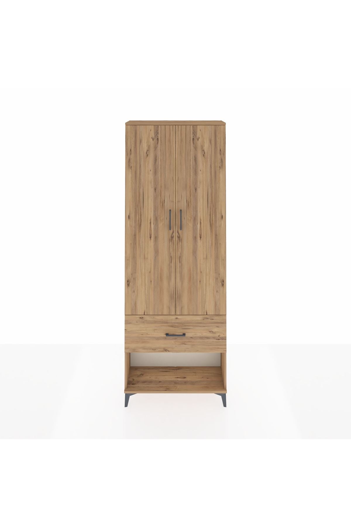 Arges Dolap Tek Raflı Tek Çekmeceli Tek Askılı 88x30x243 Çam-Çam