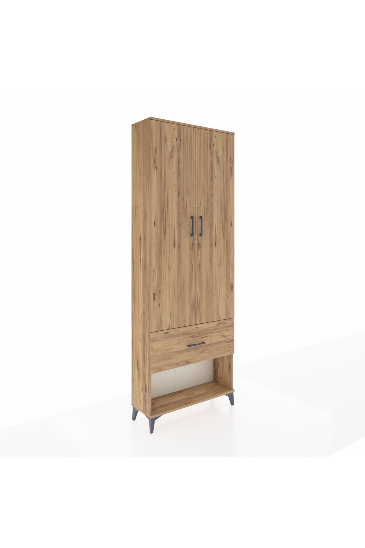 Arges Dolap Tek Raflı Tek Çekmeceli Tek Askılı 88x30x243 Çam-Çam