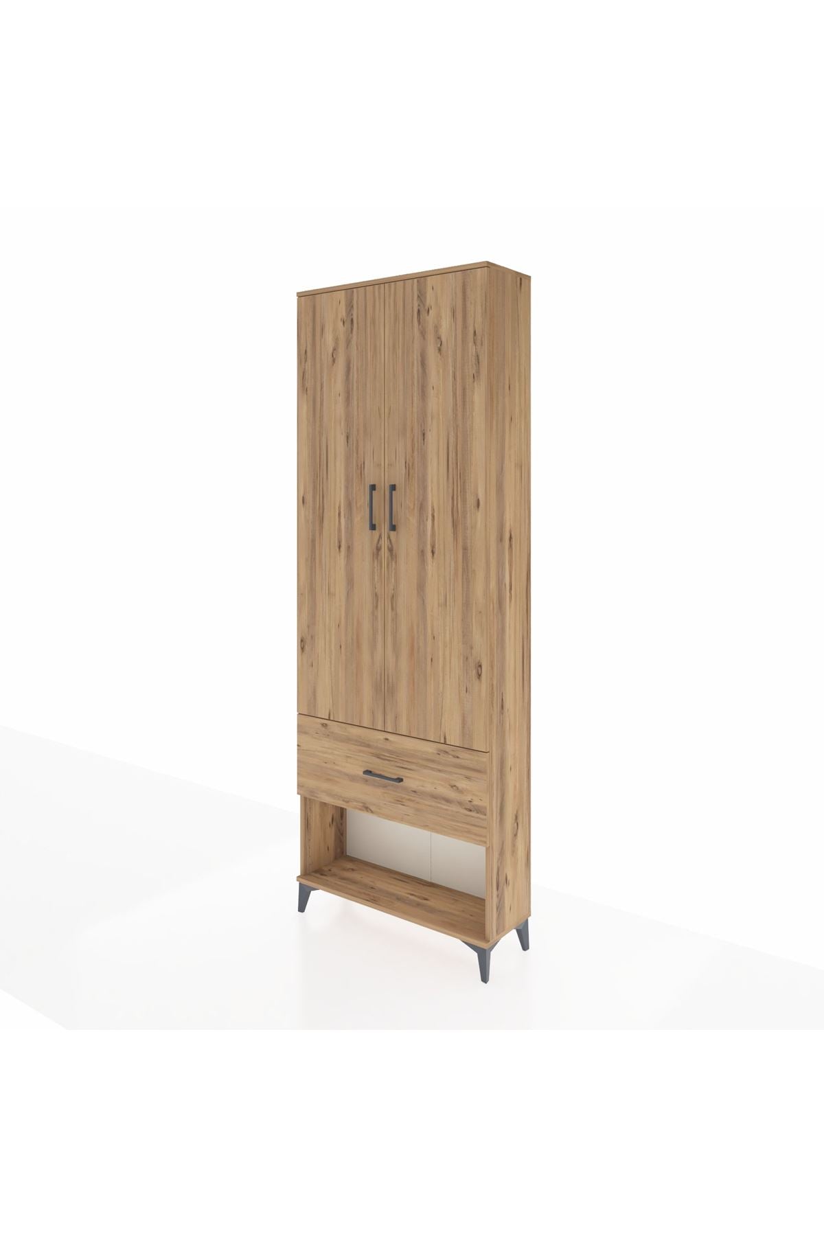 Arges Dolap Tek Raflı Tek Çekmeceli Tek Askılı 88x30x243 Çam-Çam