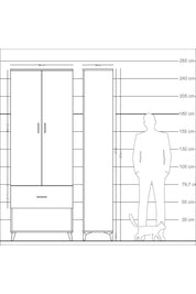 Arges Dolap Tek Raflı Tek Çekmeceli Tek Askılı 88x30x243 Çam-Çam