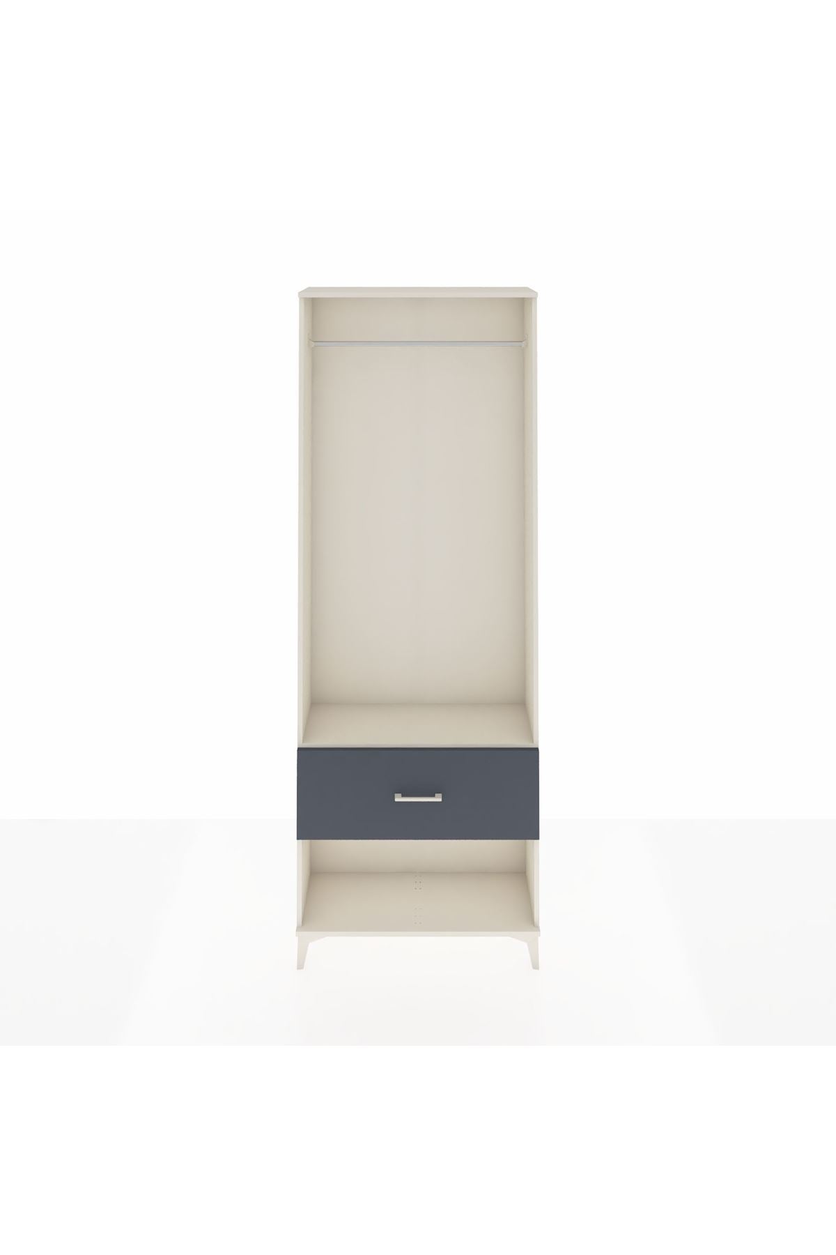 Arges Dolap Tek Raflı Tek Çekmeceli Tek Askılı 88x30x243 Aytaşı-Antrasit